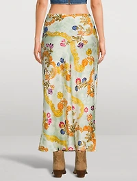 Layla Silk Midi Skirt Floral Print