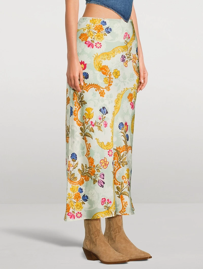 Layla Silk Midi Skirt Floral Print