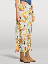 Layla Silk Midi Skirt Floral Print