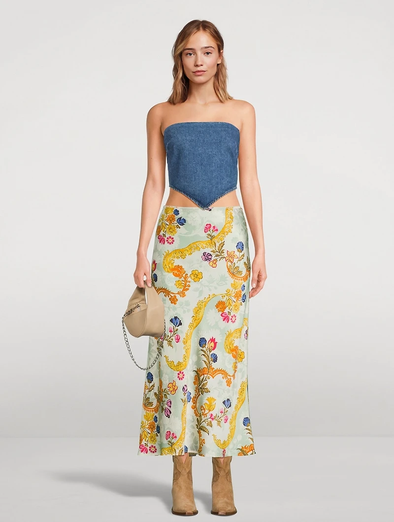 Layla Silk Midi Skirt Floral Print