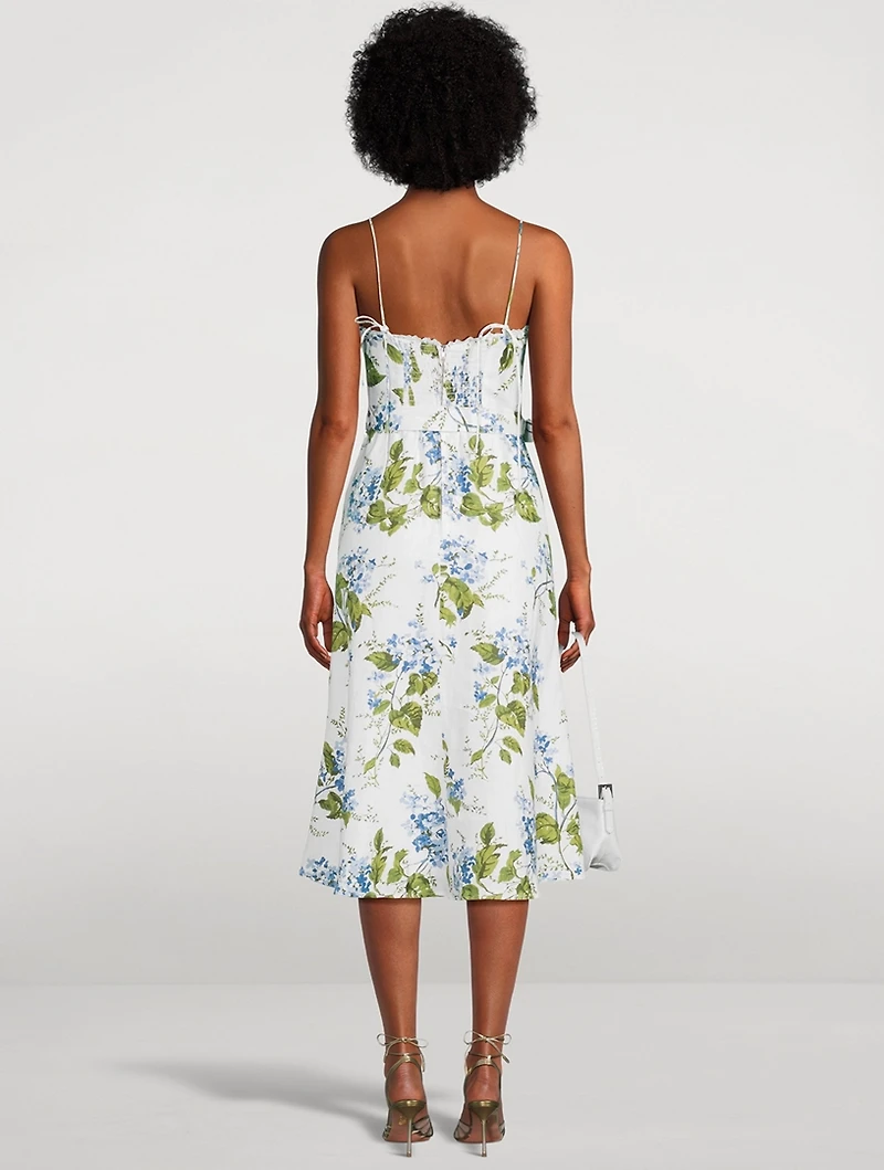 Kieryn Linen Midi Dress Floral Print