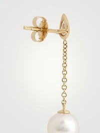 14K Gold Drop Earrings With Pearls And Diamonds