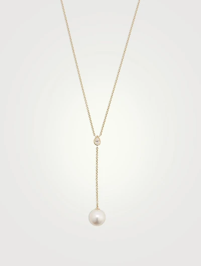14K Gold Y-Chain Necklace With Pearl And Diamond
