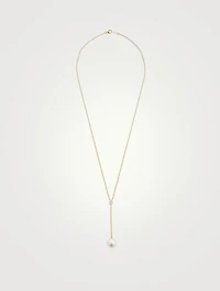 14K Gold Y-Chain Necklace With Pearl And Diamond