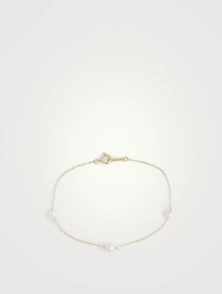 14K Gold Chain Bracelet With Pearls