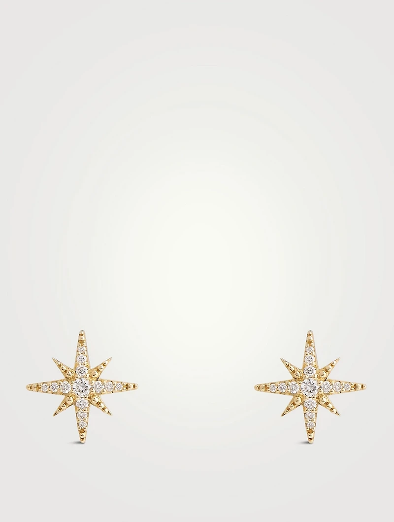 14K Gold Starburst Earrings With Diamonds