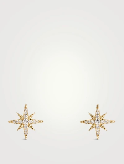 14K Gold Starburst Earrings With Diamonds