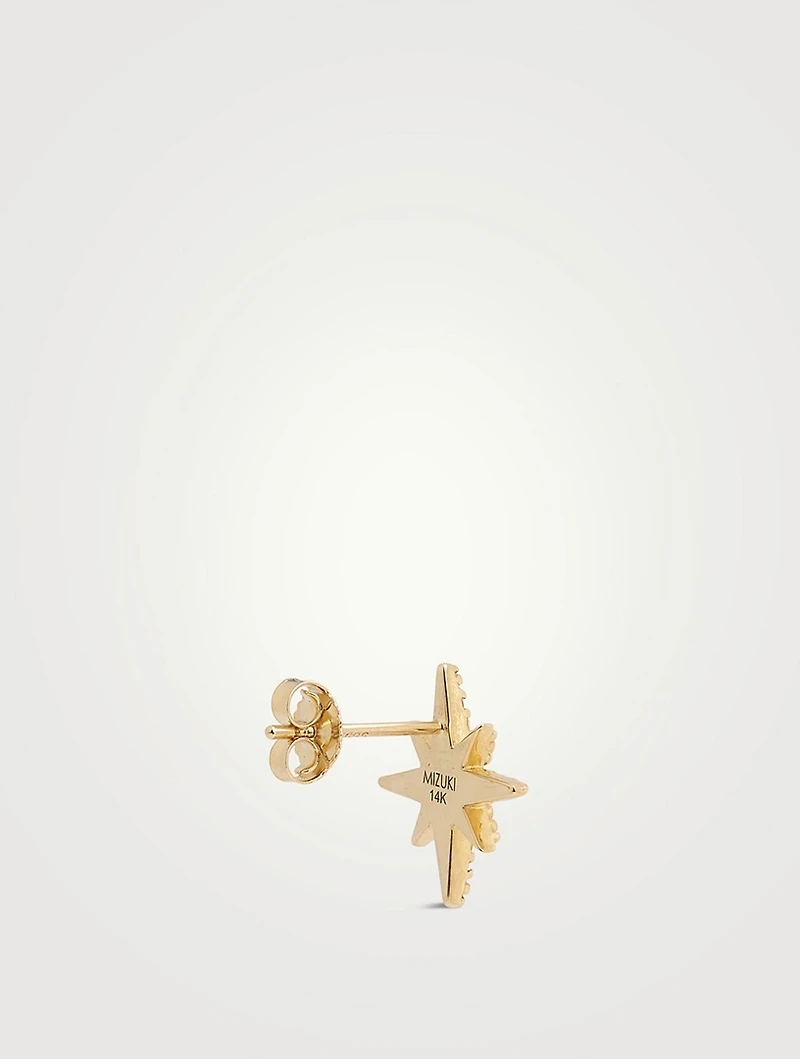 14K Gold Starburst Earrings With Diamonds