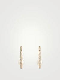 14K Gold Hoop Earrings With Pearls And Diamonds