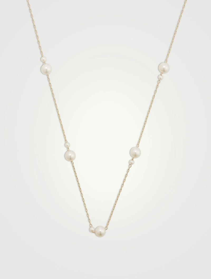 14K Gold Pearl Chain Necklace