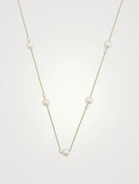14K Gold Pearl Chain Necklace