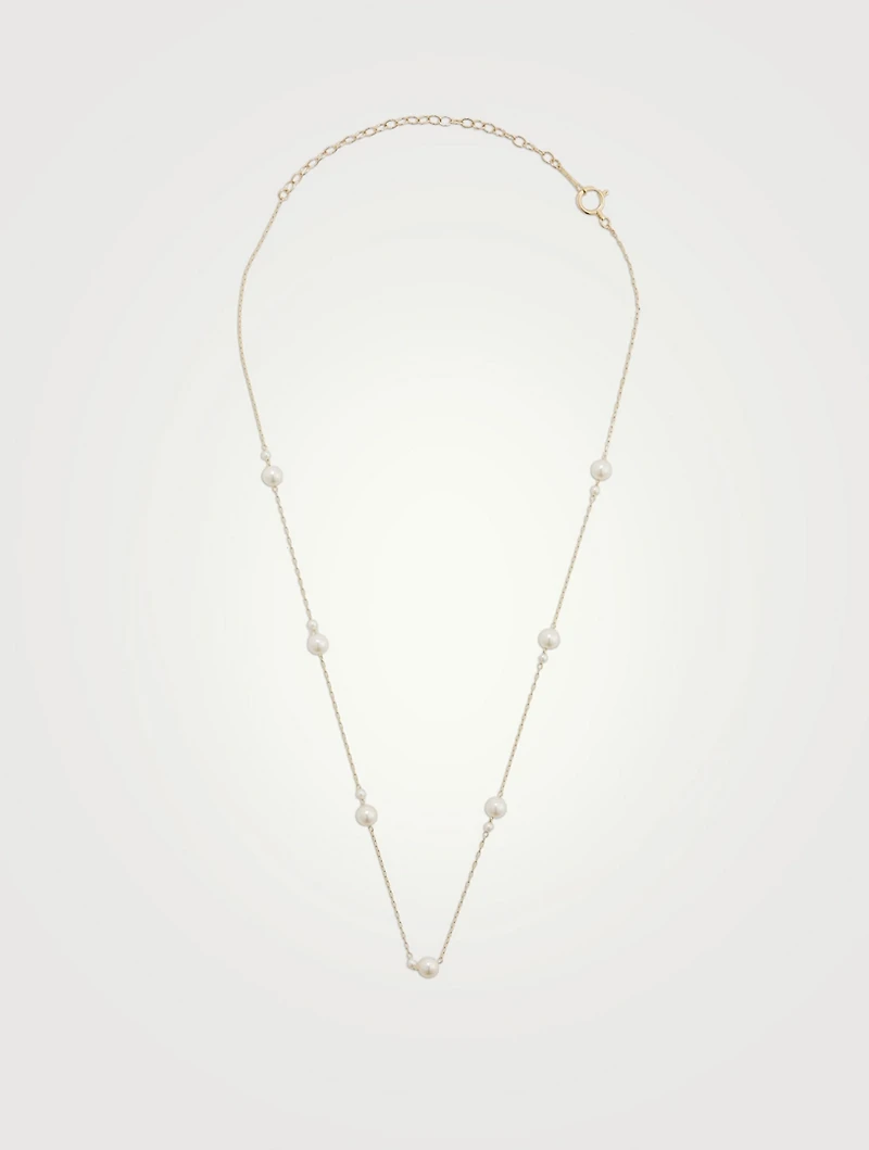14K Gold Pearl Chain Necklace