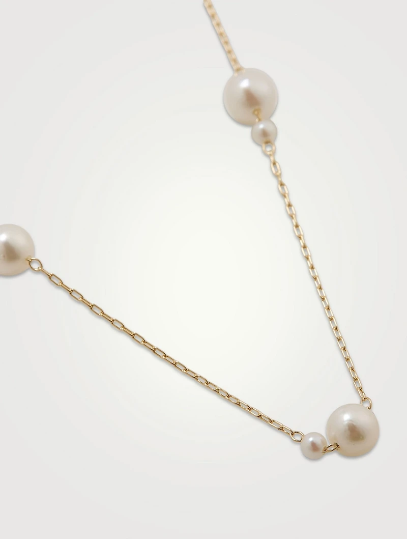 14K Gold Pearl Chain Necklace
