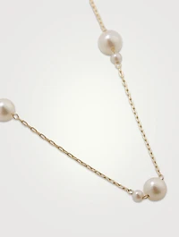14K Gold Pearl Chain Necklace