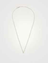 14K Gold Pearl Necklace With Diamond