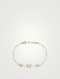 14K Gold Triple Butterfly Bracelet With Diamonds