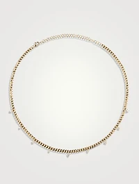 14K Gold Dangling Diamond Choker Necklace