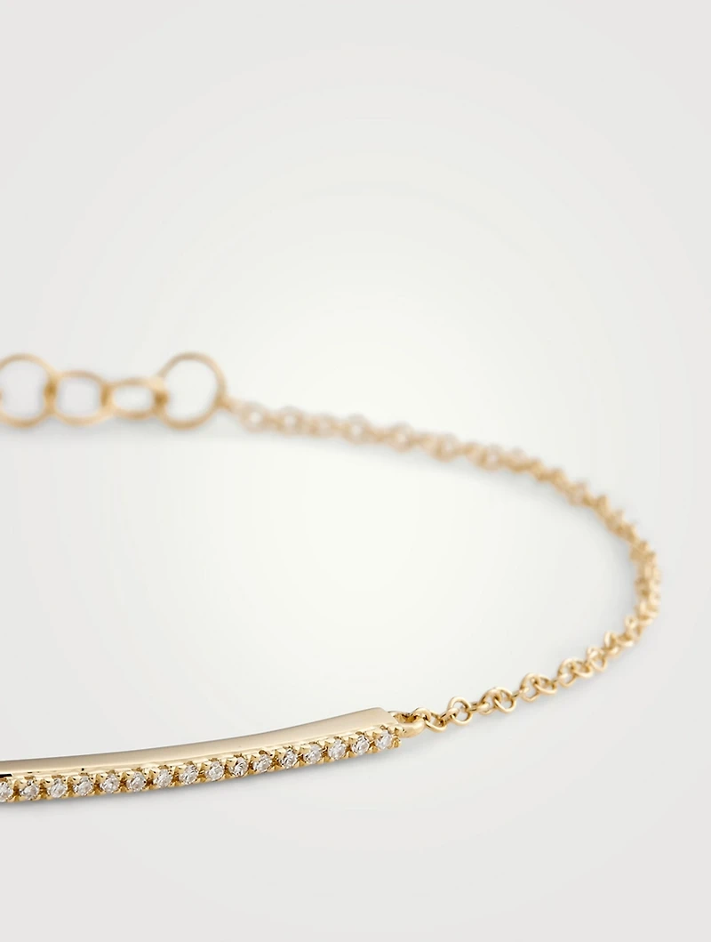 14K Gold Diamond Bar Bracelet