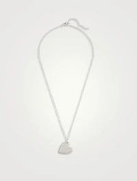 14K White Gold Mirror Heart Necklace With Diamonds