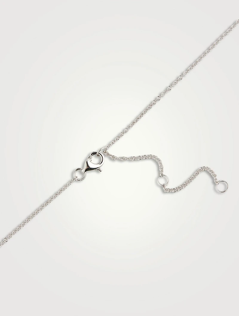 14K White Gold Mirror Heart Necklace With Diamonds