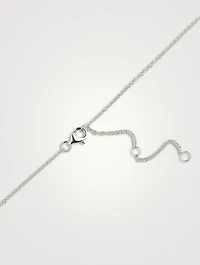 14K White Gold Mirror Heart Necklace With Diamonds
