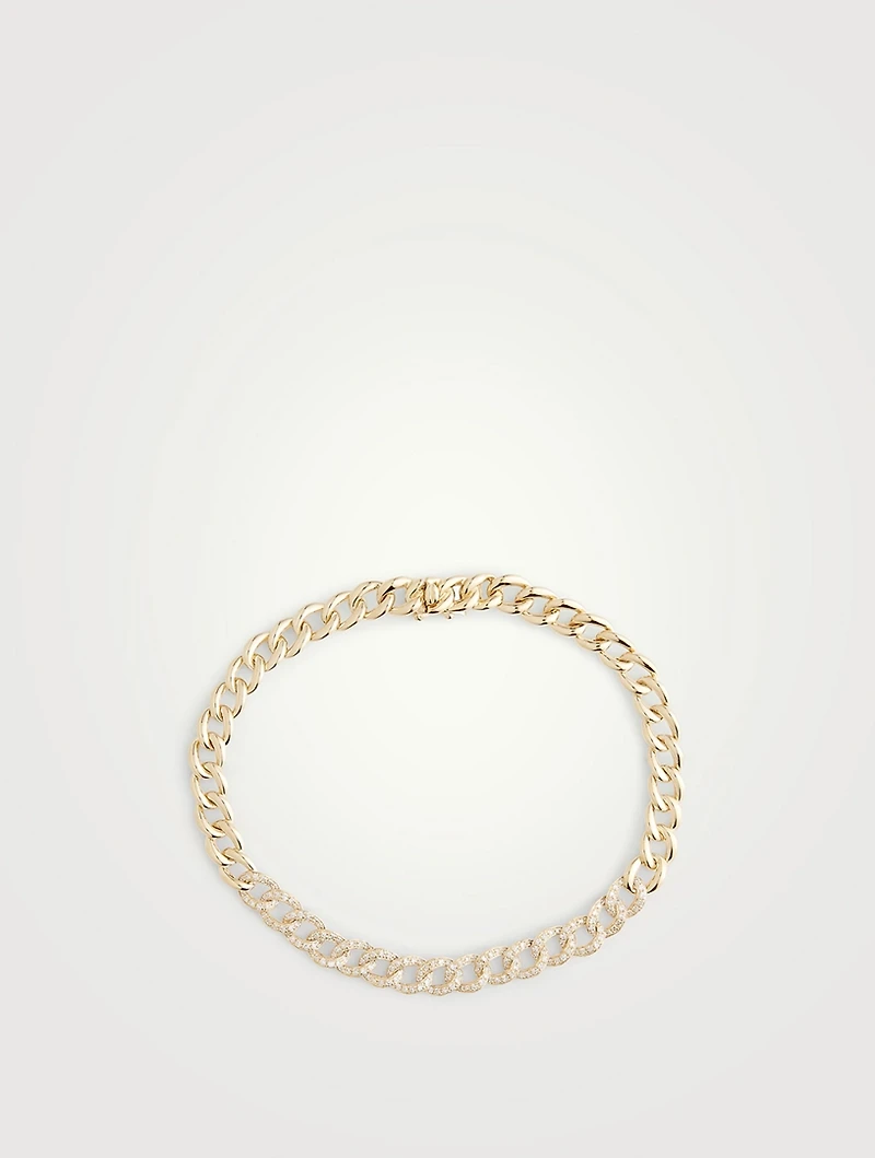14K Gold Miami Cuban Bracelet With Diamonds