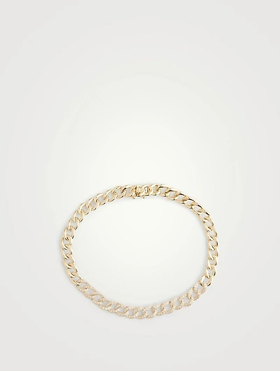 14K Gold Miami Cuban Bracelet With Diamonds
