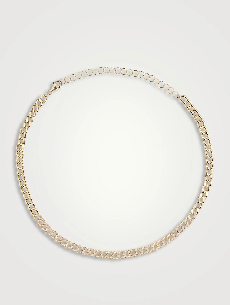 14K Gold Miami Cuban Link Necklace With Diamonds