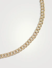 14K Gold Miami Cuban Link Necklace With Diamonds