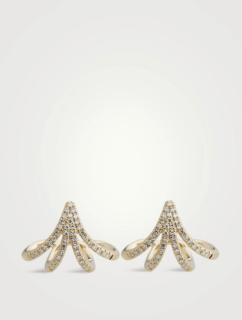 14K Gold Crawler Earrings With Diamonds