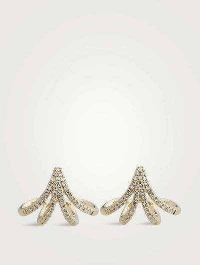 14K Gold Crawler Earrings With Diamonds