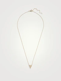 14K Gold Pointy Heart Necklace With Pavé Diamonds
