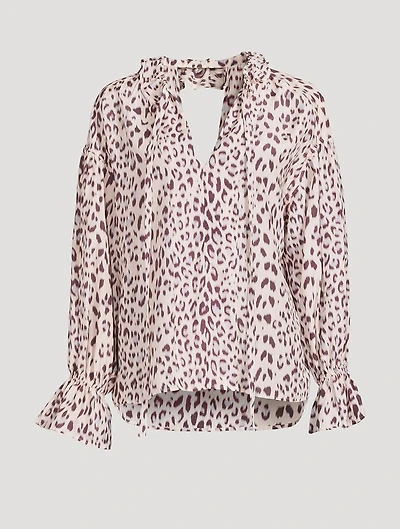 Farrah Peasant Blouse Leopard Print