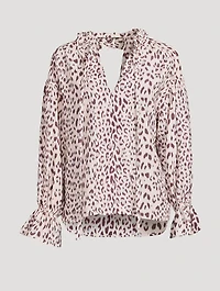Farrah Peasant Blouse Leopard Print