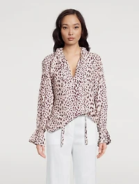 Farrah Peasant Blouse Leopard Print