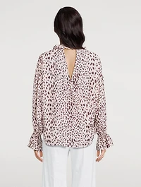Farrah Peasant Blouse Leopard Print