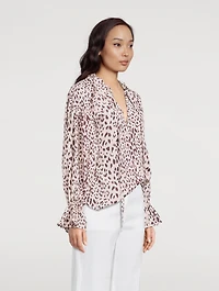 Farrah Peasant Blouse Leopard Print