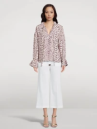 Farrah Peasant Blouse Leopard Print