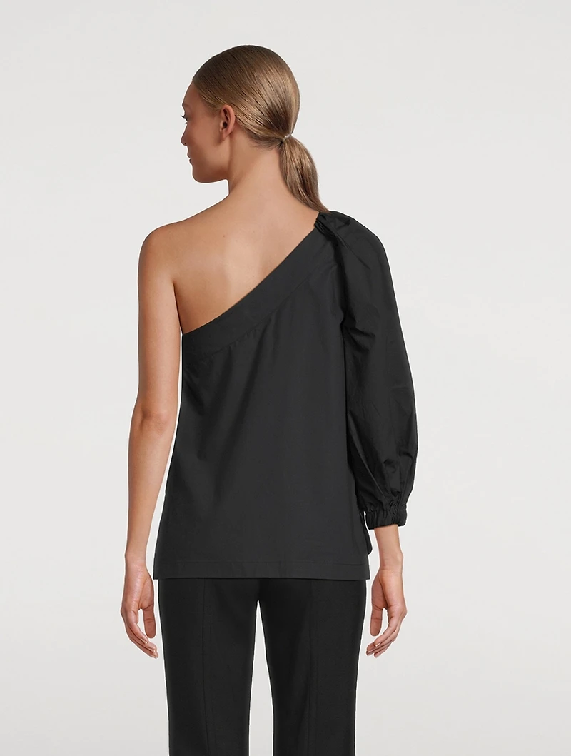 Skylar One-Shoulder Poplin Top