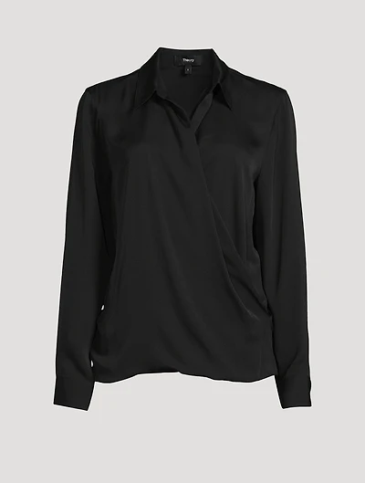 Silk Georgette Wrap Blouse
