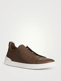 Triple Stitch Leather Sneakers