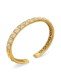 Pyramid Bangle Bracelet 18k Yellow Gold With Diamonds, 6.5mm