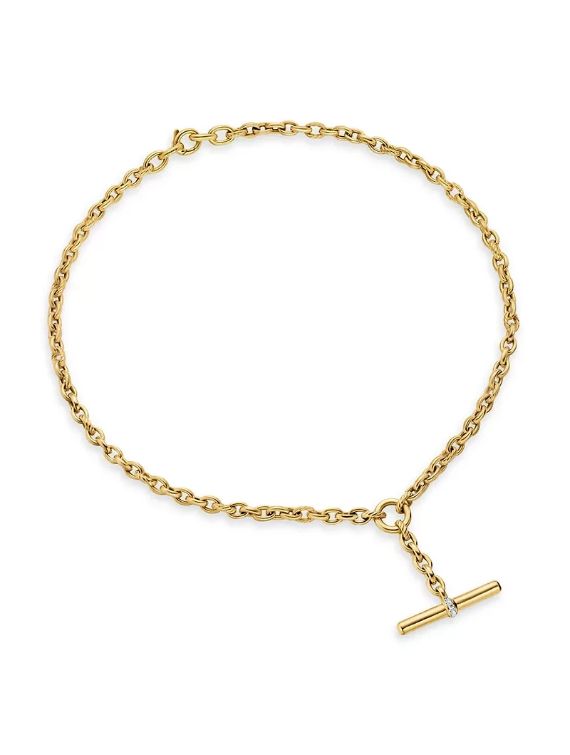 Dy Mercer® Petite Toggle Chain Necklace 18k Yellow Gold With Diamonds, 4.5mm