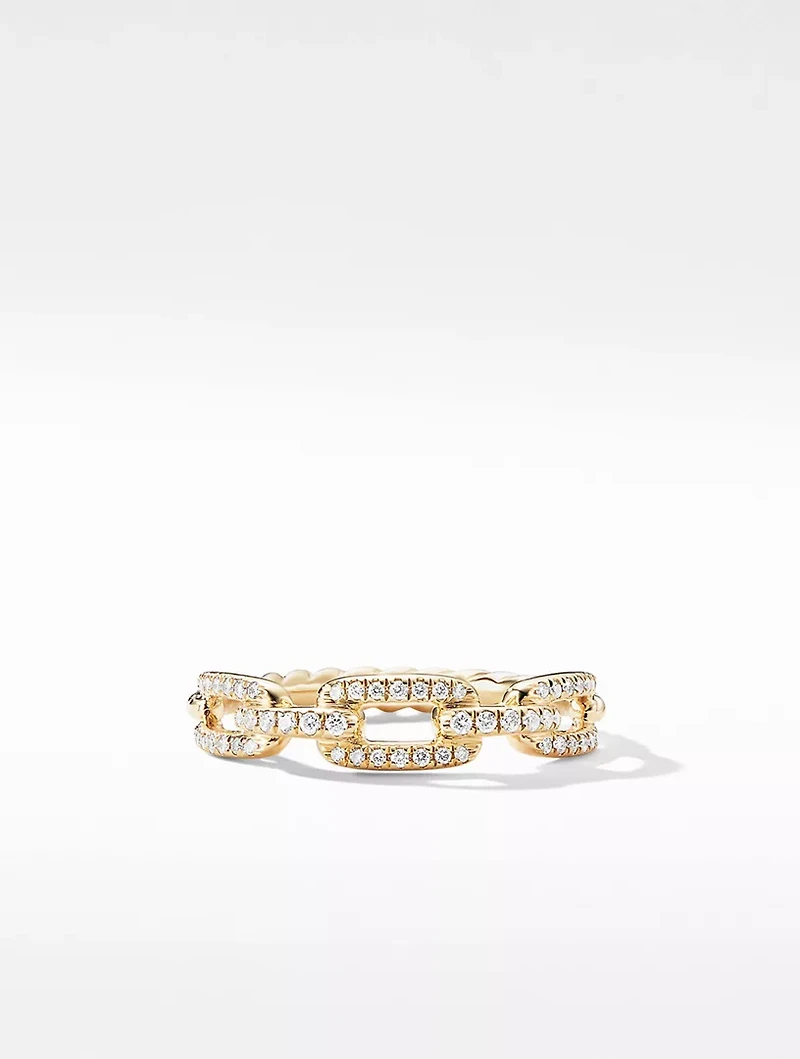 Stax Chain Link Ring 18k Yellow Gold With Pavé Diamonds