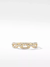 Stax Chain Link Ring 18k Yellow Gold With Pavé Diamonds