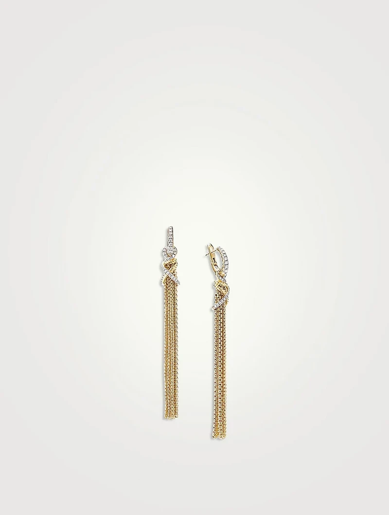 Helena Chain Tassel Earrings In 18k Yellow Gold With Pavé Diamonds