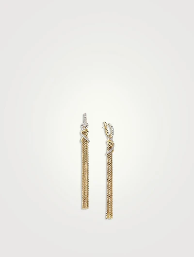 Helena Chain Tassel Earrings In 18k Yellow Gold With Pavé Diamonds