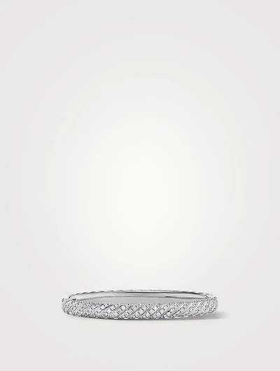Sculpted Cable Bangle Bracelet 18k Gold With Diamonds