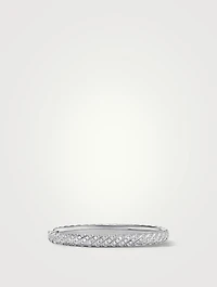 Sculpted Cable Bangle Bracelet 18k White Gold With Diamonds