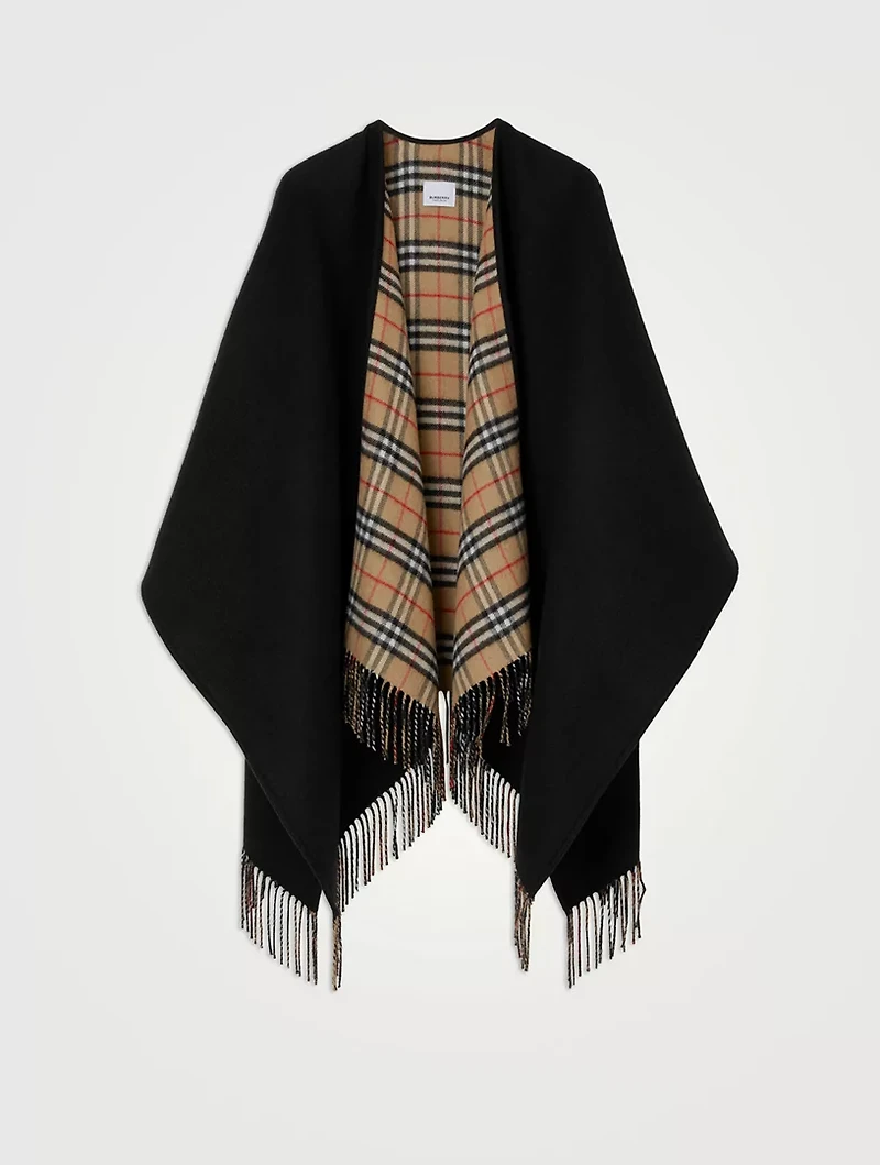 Check Wool Reversible Cape